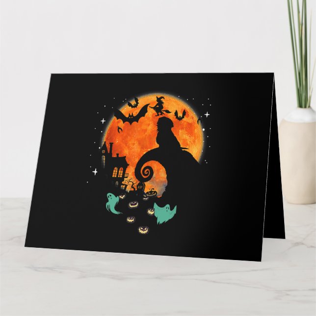 Shih Tzu Dog Moon Beängstigend Pumpkin Halloween-K Karte (Vorderseite)