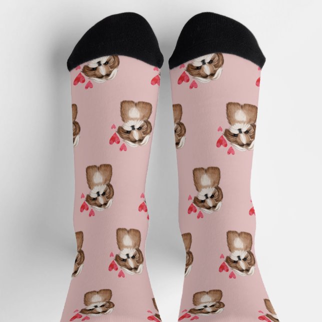 Shih Tzu Dog Muster auf rosa Socken (Oben)