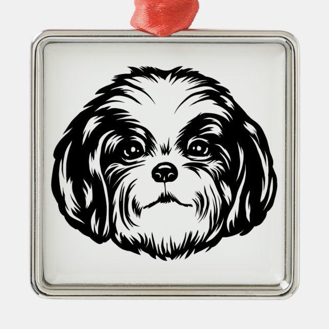 Shih Tzu Dog Ornament Aus Metall (Vorne)