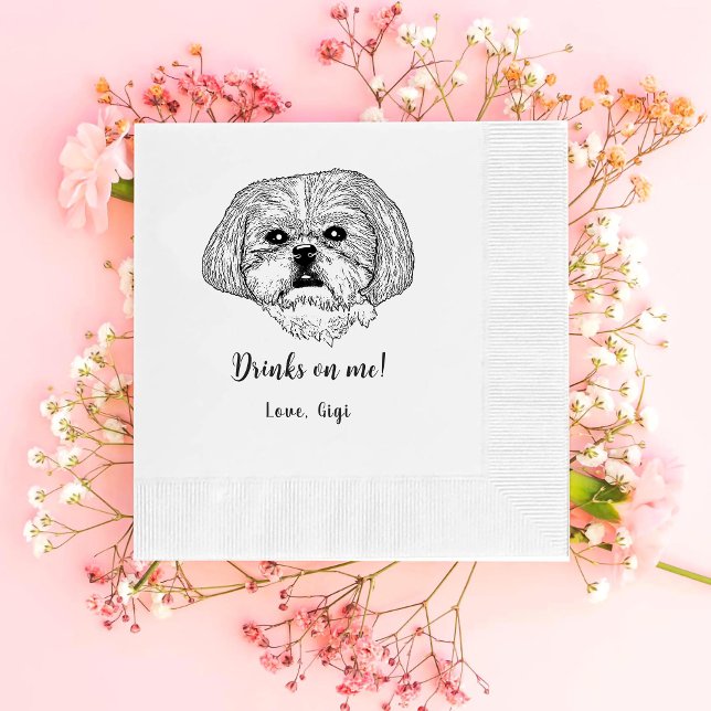 Shih Tzu Dog Personalisiert Drink on Me Napkins Serviette (Von Creator hochgeladen)