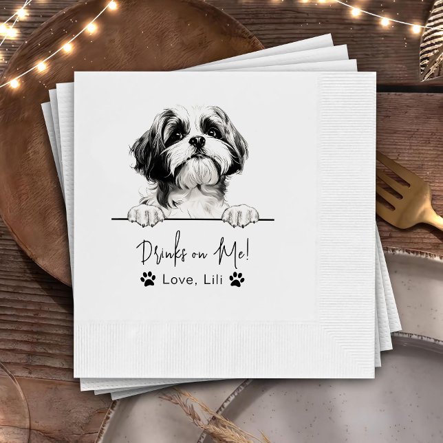 Shih Tzu Dog Personalisierte Getränke Serviette (Von Creator hochgeladen)