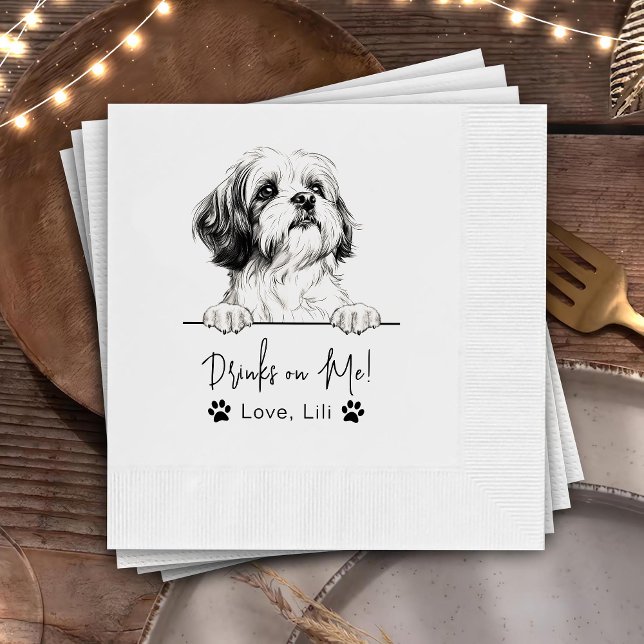 Shih Tzu Dog Personalisierte Getränke Serviette (Von Creator hochgeladen)