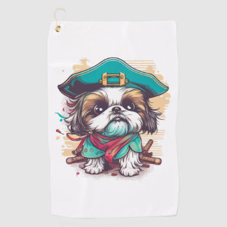 Shih Tzu Dog Pirate Golfhandtuch