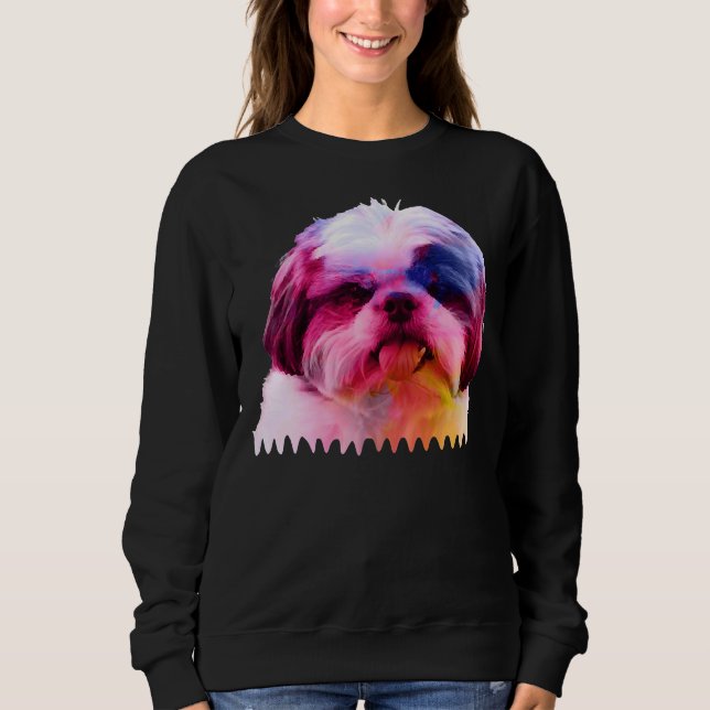 Shih Tzu Dog Portrait Watercolor Shih Tzu Sweatshirt (Vorderseite)