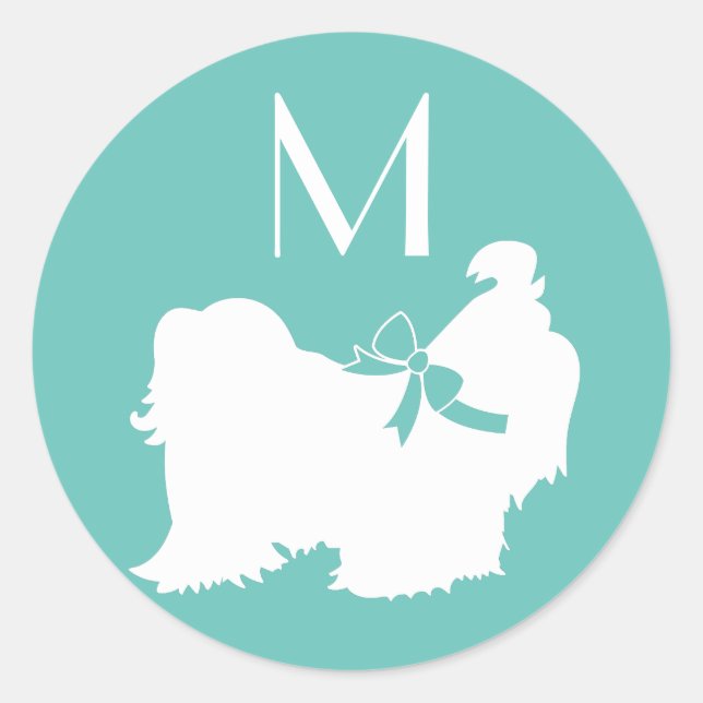 Shih-Tzu Dog Puppy Long Hair Runder Aufkleber (Vorderseite)