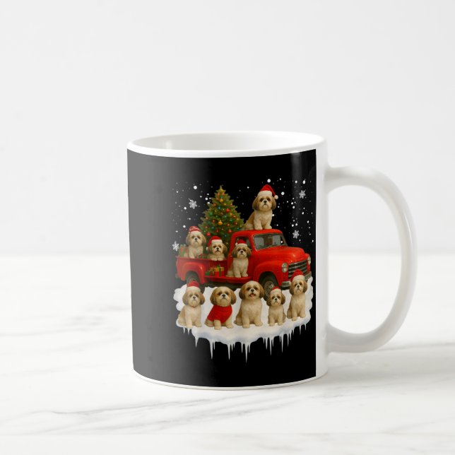 Shih Tzu Dog Red Truck Christmas Tree Santa Ugly X Kaffeetasse (Rechts)