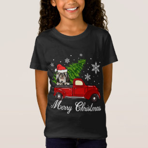 Shih Tzu Dog Riding Red Truck Weihnachtsdekoration T-Shirt