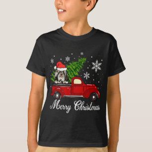 Shih Tzu Dog Riding Red Truck Weihnachtsdekoration T-Shirt