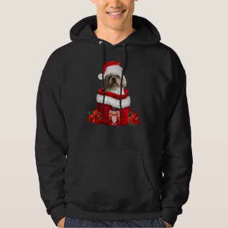 Shih Tzu Dog Santa Claus Poinsetta Nutcracker Bag Hoodie