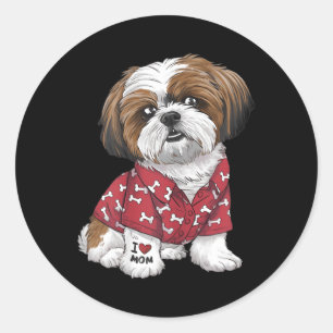Shih Tzu Dog Shih Tzu Mama I Liebe Mama Tattoo Runder Aufkleber