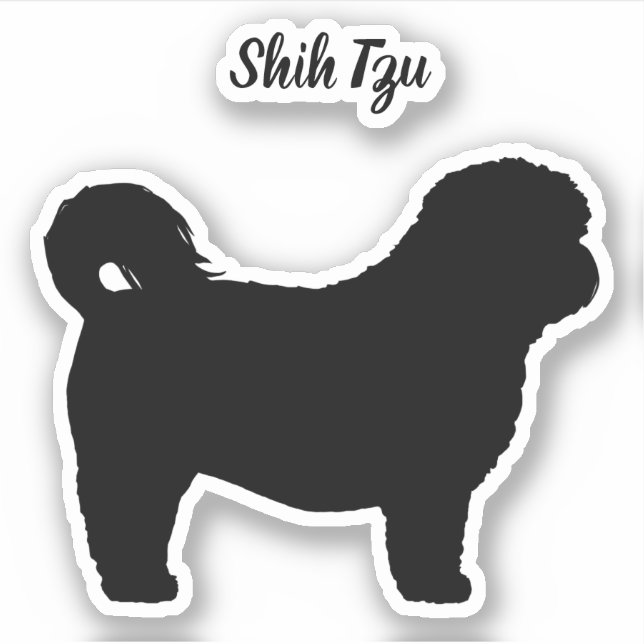 Shih Tzu Dog Silhouette Hunde Rasse Vinyl Sticker (Vorderseite)