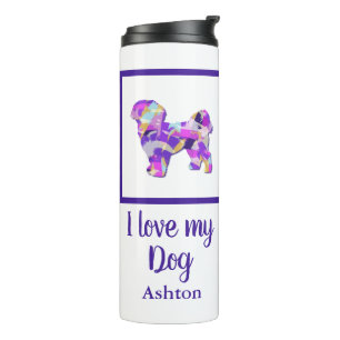 Shih Tzu Dog Silhouette Niedlich Lila PY&B Thermosbecher