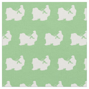 Shih Tzu Dog Silhouette Pet Sage Green Stoff