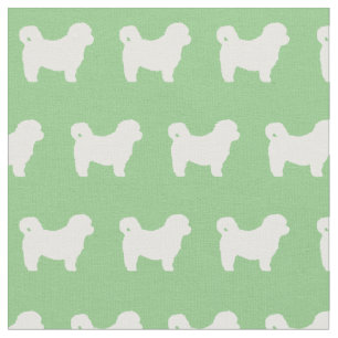Shih Tzu Dog Silhouette Pet Sage Green Stoff