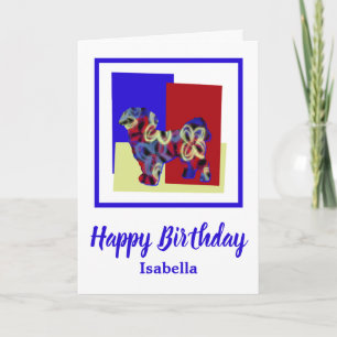 Shih Tzu Dog Silhouette Red Blue Yellow Birthday Karte