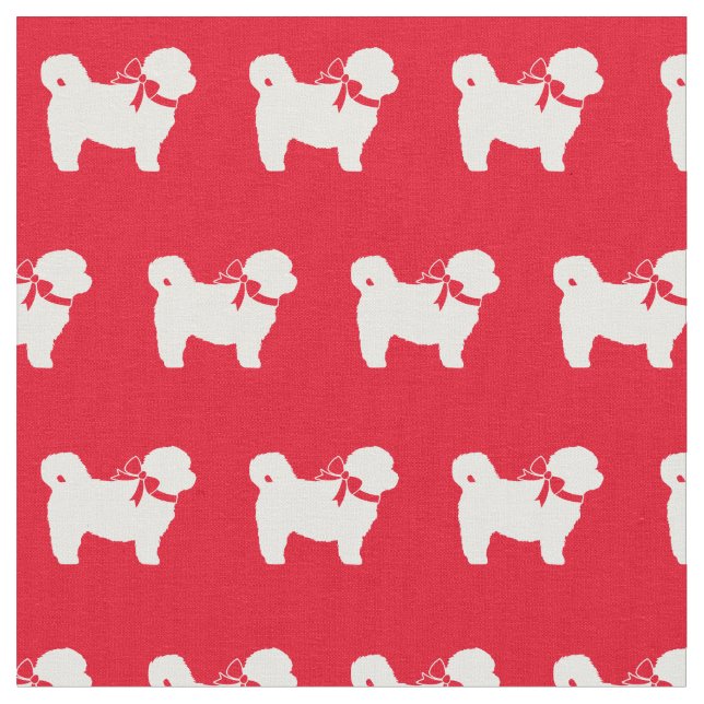 Shih Tzu Dog Silhouette Red Stoff (Nahaufnahme)