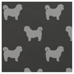 Shih Tzu Dog Silhouetten Grau und Schwarz Gemuster Stoff