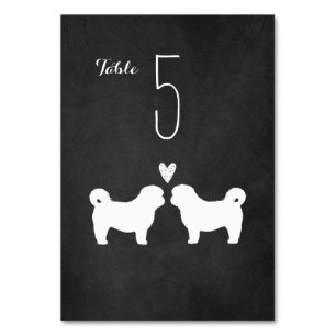 Shih Tzu Dog Silhouetten Hochzeitsempfang Tischnummer