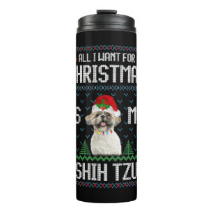 Shih Tzu Dog Ugly Christmas Sweater Thermosbecher