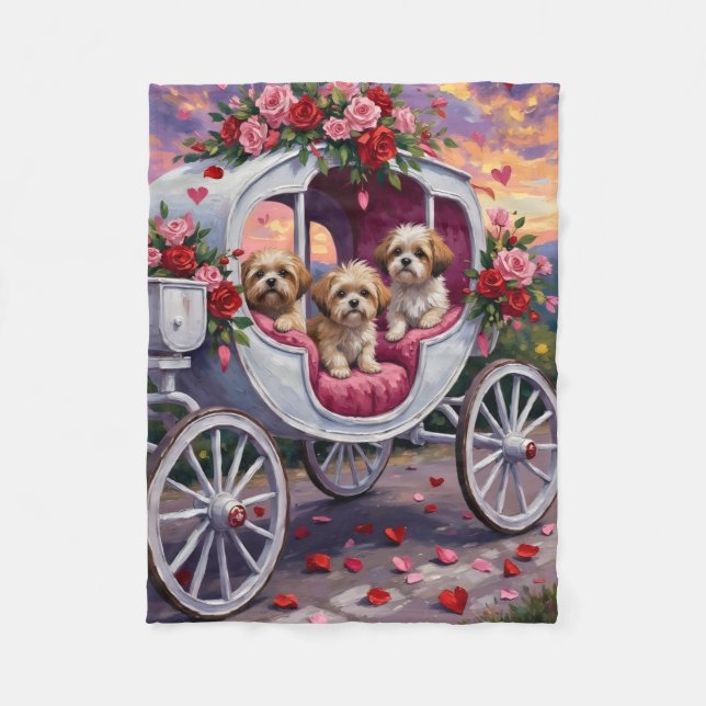 Shih Tzu Dog Valentine's Day Fleecedecke (Vorderseite)