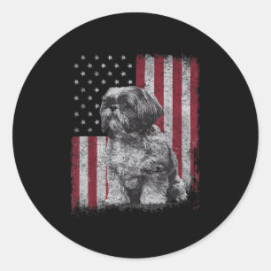 Shih Tzu Dog Vater 4. Juli Patriotic Usa Indepen Runder Aufkleber