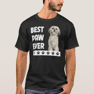Shih Tzu Dog Vater Vathers Day Best Paw Ever Doggy T-Shirt