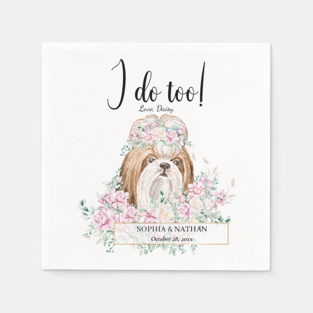 Shih Tzu Dog Wedding Cocktail Napkins Serviette (Vorderseite)