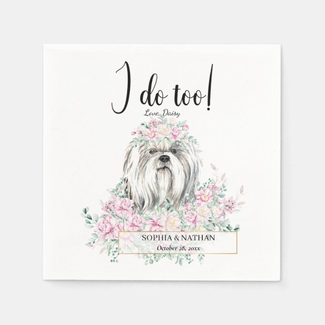 Shih Tzu Dog Wedding Cocktail Napkins Serviette (Vorderseite)