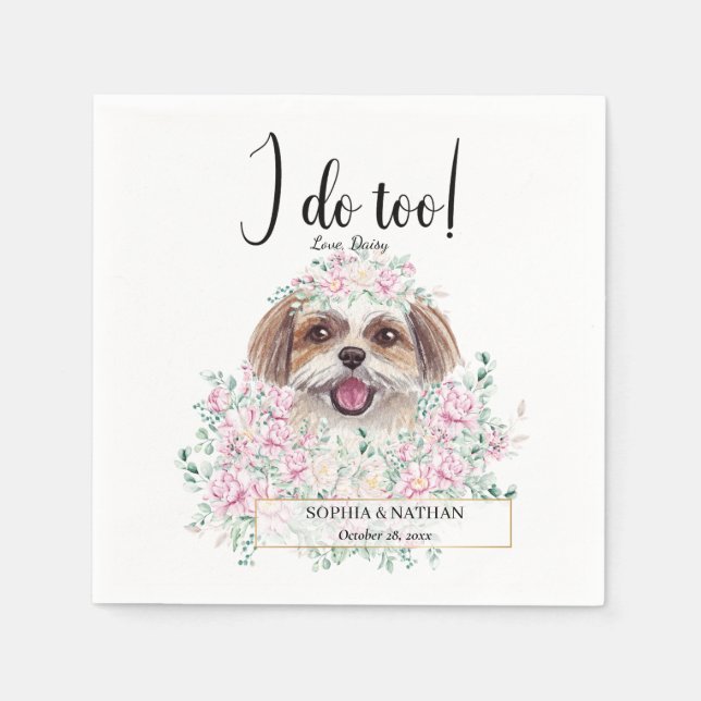 Shih Tzu Dog Wedding Cocktail Napkins Serviette (Vorderseite)