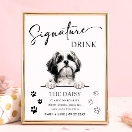 Shih Tzu Dog Wedding Signature Drink Sign Poster