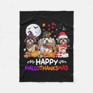 Shih Tzu Dog Weihnachten glücklich Hallothankmas T Fleecedecke
