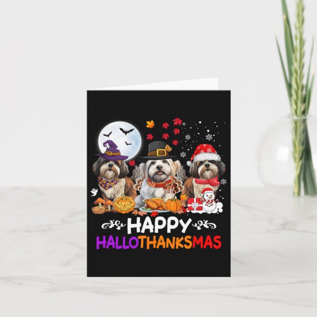 Shih Tzu Dog Weihnachten glücklich Hallothankmas T Karte (Vorderseite)