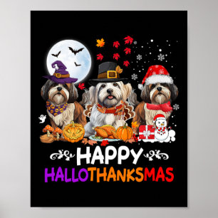 Shih Tzu Dog Weihnachten glücklich Hallothankmas T Poster