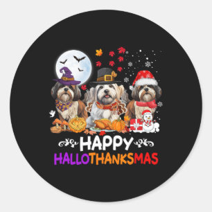 Shih Tzu Dog Weihnachten glücklich Hallothankmas T Runder Aufkleber