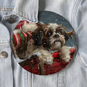 Shih Tzu Dog Weihnachtsfest Button