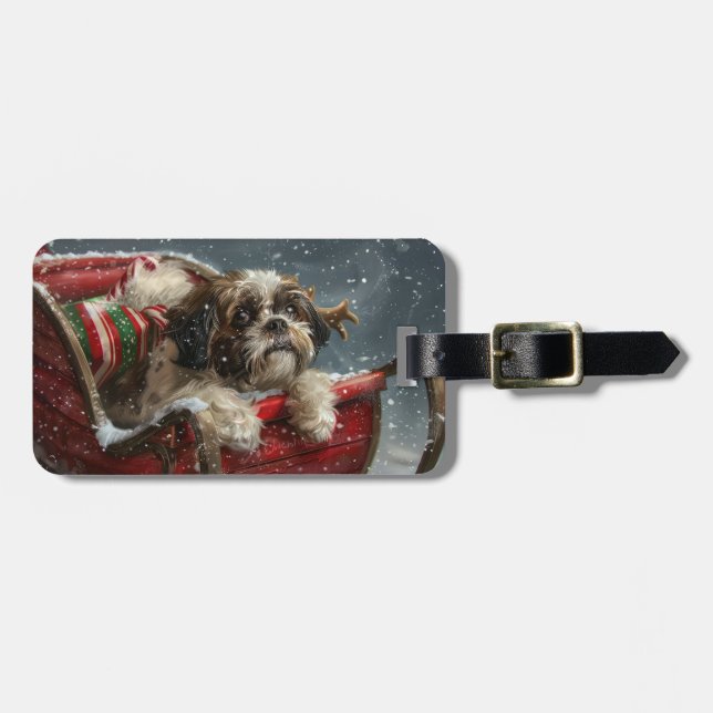 Shih Tzu Dog Weihnachtsfest Gepäckanhänger (Vorderseite horizontal)