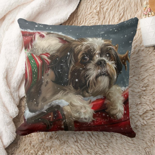 Shih Tzu Dog Weihnachtsfest Kissen (Decke)