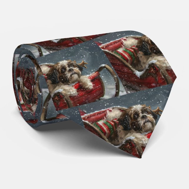 Shih Tzu Dog Weihnachtsfest Krawatte (Gerollt)