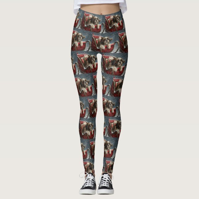 Shih Tzu Dog Weihnachtsfest Leggings (Vorderseite)