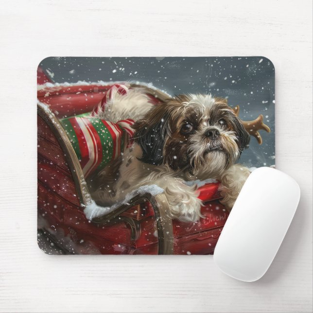 Shih Tzu Dog Weihnachtsfest Mousepad (Mit Mouse)