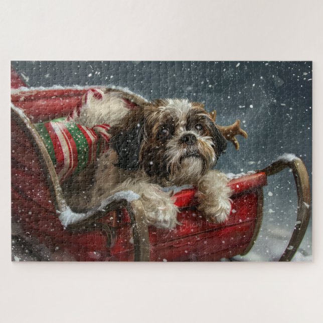 Shih Tzu Dog Weihnachtsfest Puzzle (Horizontal)