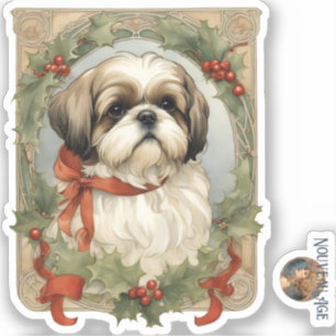 Shih Tzu Dog Weihnachtssticker Aufkleber