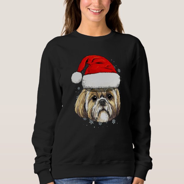 Shih Tzu Dog Weihnachtsweih Weihnachtsmannmütze Sp Sweatshirt (Vorderseite)