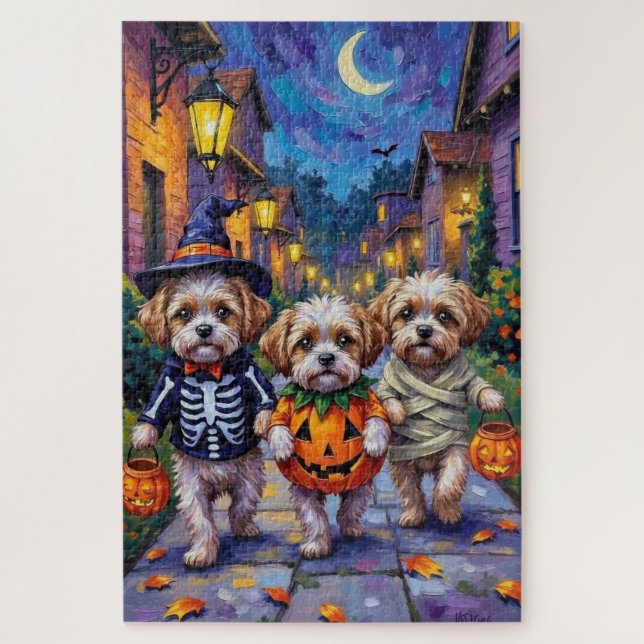 Shih Tzu Dogs Trick-or-Treating Halloween Costumes Puzzle (Vertikal)