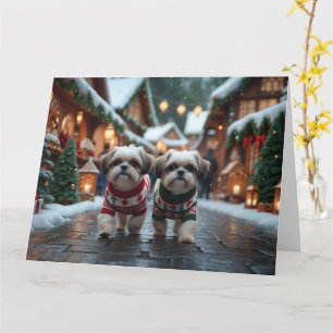 Shih Tzu Dogs Weihnachtsschneeurlaub Karte