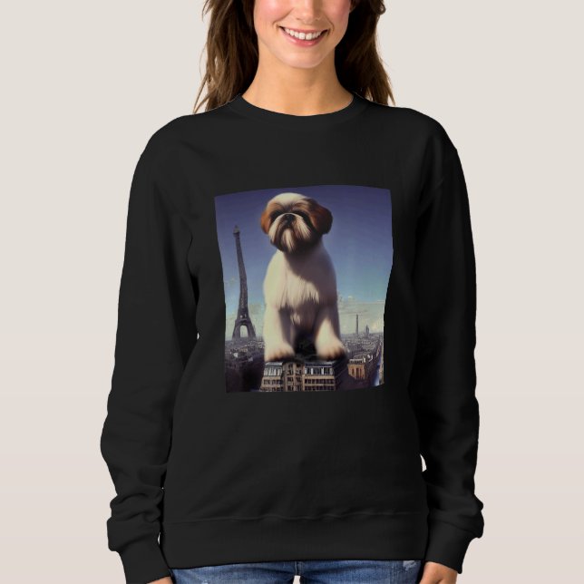 Shih Tzu  Eiffel Tower France Paris  Men Women Dog Sweatshirt (Vorderseite)
