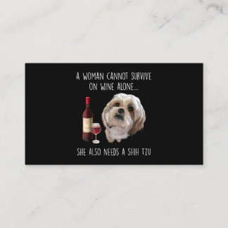 Shih Tzu | Eine Frau kann nicht allein auf Wein üb Visitenkarte