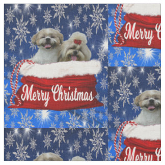 Shih tzu Fabric Christmas Stoff