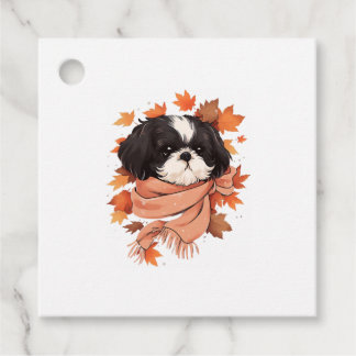 Shih Tzu Fall Dog Autumn Leaves Erntedank Copy Geschenkanhänger