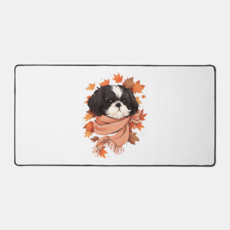 Shih Tzu Fall Dog Autumn Leaves Erntedank Copy Schreibtischunterlage